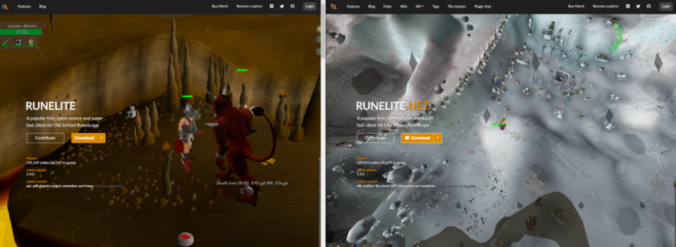 RuneLite Web Page vs. RuneLite Stealer Malware